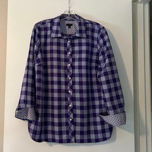 Ladies Purple Buffalo Checked Shirt by Talbots in Size L.